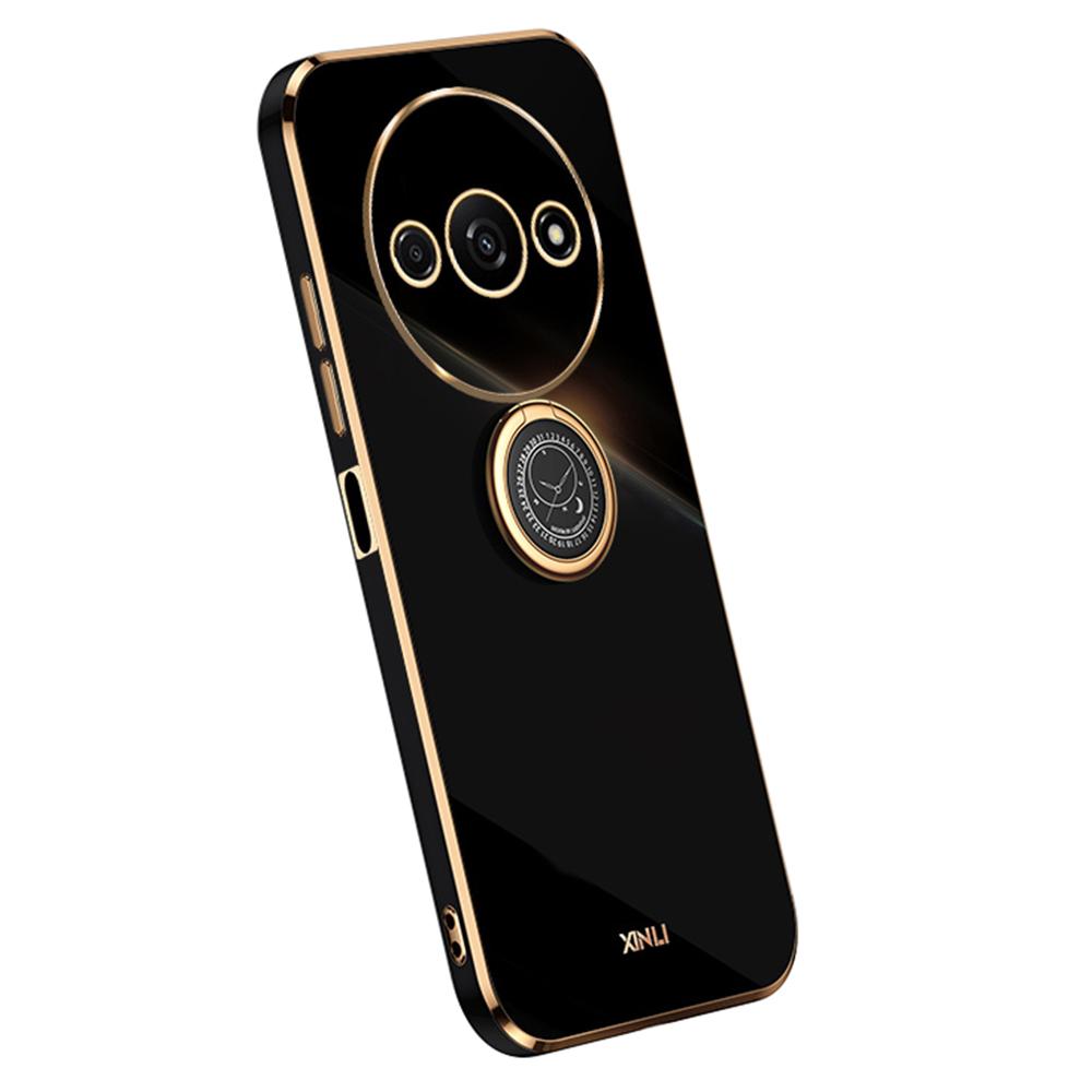 XINLI For Xiaomi Redmi A3 4G/Poco C61 4G Electroplating Case Ring Holder Kickstand Soft TPU Cover