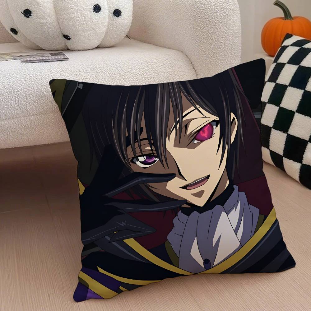 Classic Anime Code Geass Pillow Case Anti-Dustmite Pillowcase Invisible Zipper Silky Short Plush Sofa Cushion Cover