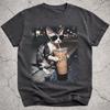 Devon Rex Drinking Iced Coffee Shirt, Funny Cat Meme Tee, Vintage Photo T-Shirt, Coffee Lover Gift for Cat Owners