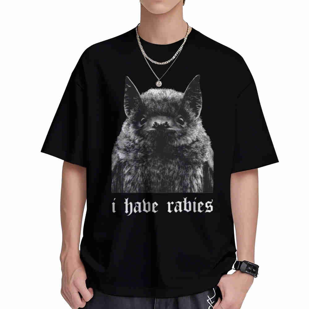 J'ai la Rage Chauve-souris Grunge Y2K Déjanté Meme T-shirt Manches Courtes 100% Coton
