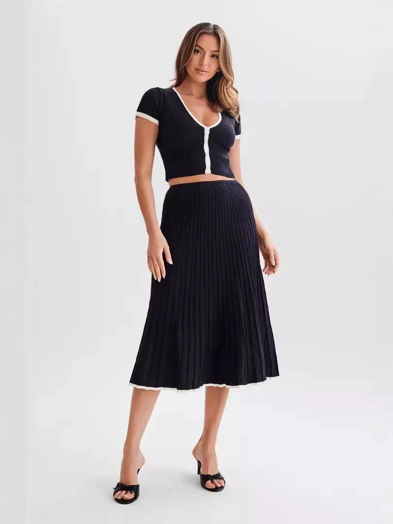

Knitted Skirt Set For Women, 2,Piece, Casual And Stylish For Commute One Size