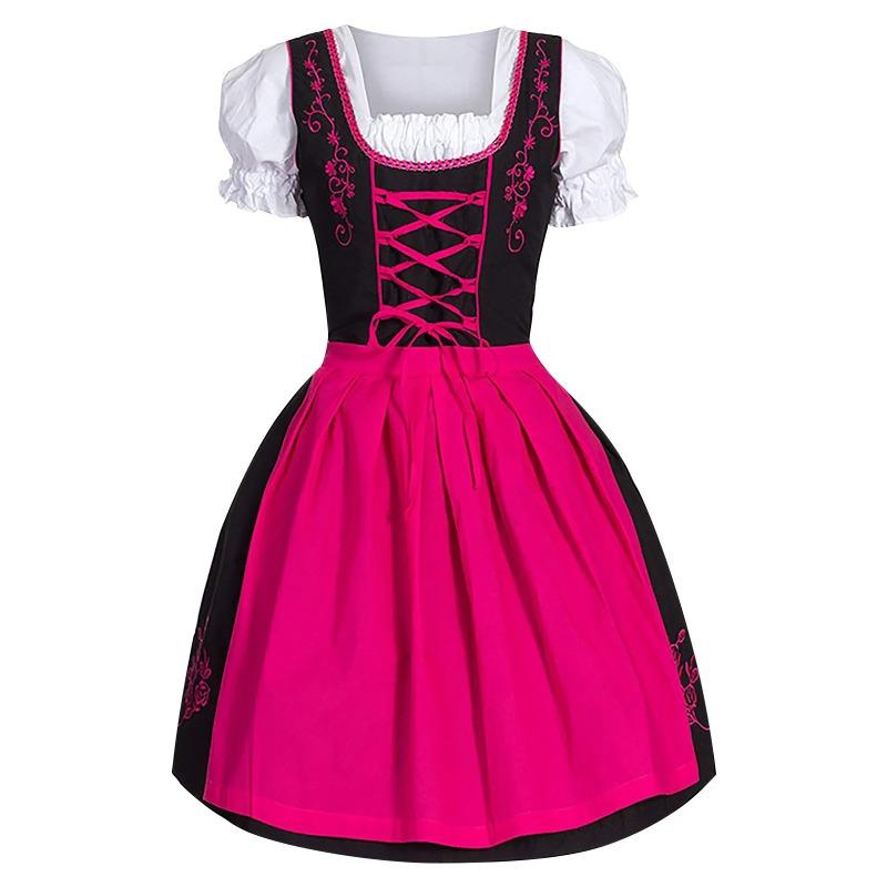 Women Dress Oktoberfest Dirndl Lace Up Festival Costume Cosplay Party Dresses