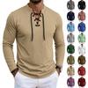 Men's Vintage Long Sleeve Button Up T-Shirt for Casual Wear
