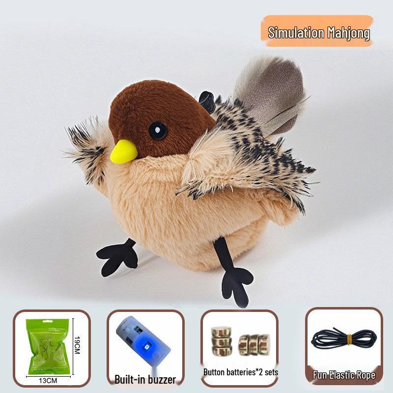 Cross-Border Electric Sparrow Cat Toy: Simulated Shaking Bird with Swinging Wings for Feline Entertainment