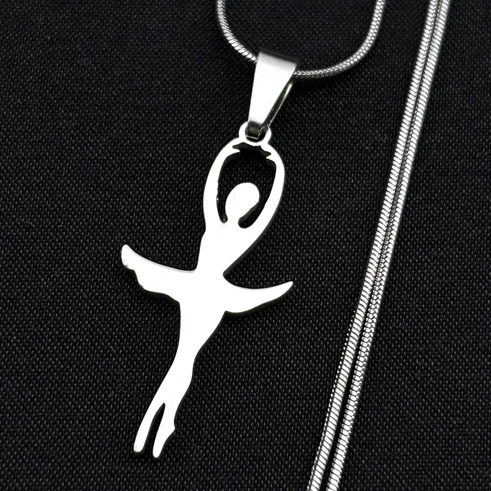 Ballet Ballerina Girls Chain For Women Men Stainless Steel Gold Color Gymnast Sporter Charms Gymnastics Dancer Necklace Jewelry