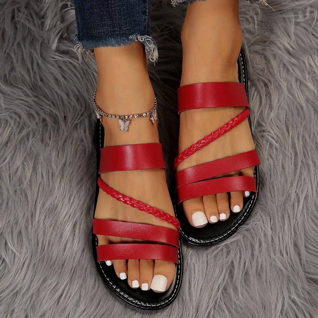 Women's Summer Plus Size Flat Heel Comfortable Slippers Solid Color Lightweight Daily Beach Shoes