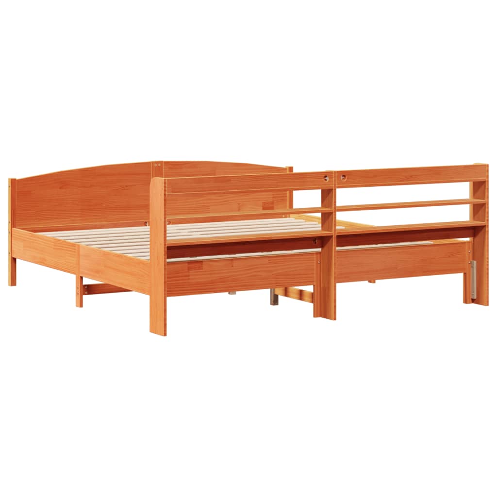 Vidaxl Bed Without Mattress, Waxed Brown, 200X200 Cm, Pine Wood