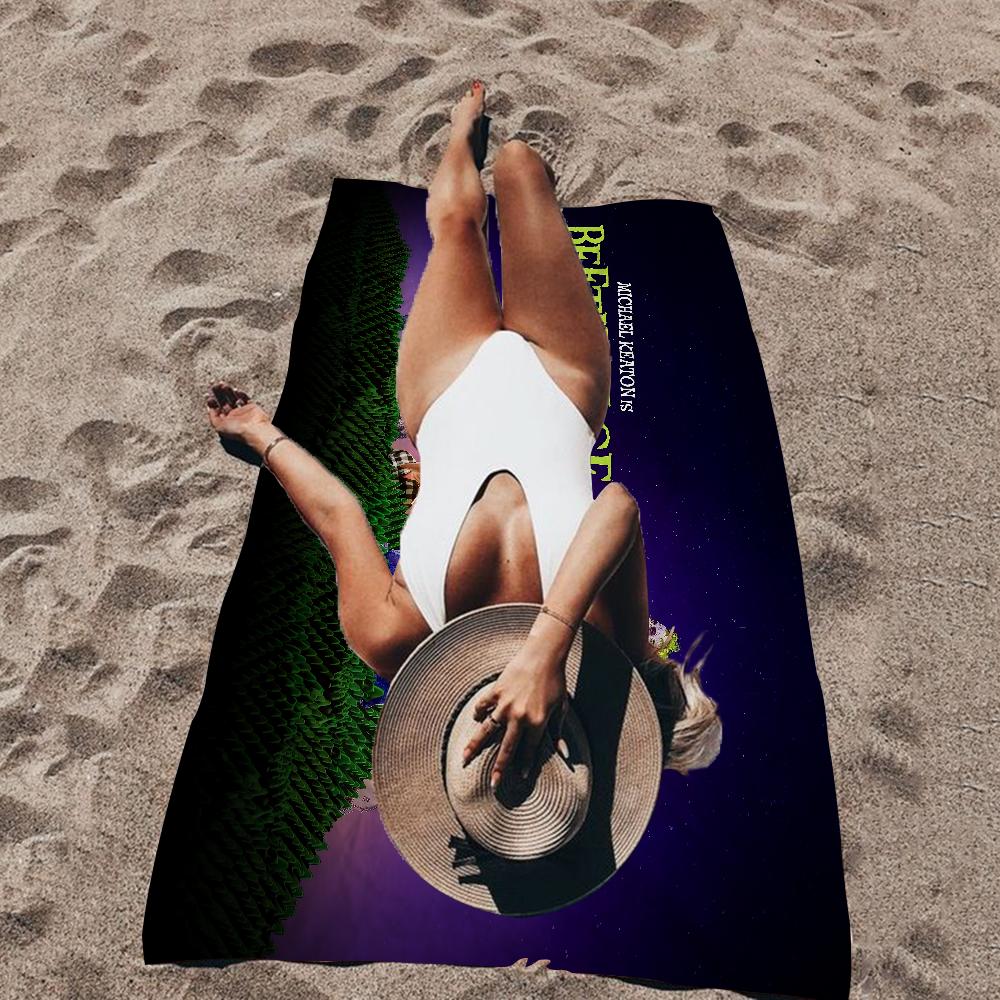 B-Beetlejuice Anime Microfiber Blanket Quick Drying Beach Towels Oversized Printing Super Absorbent Pool Towel Blanket