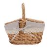 Vocante Picnic Basket with Removable Liner, Empty Picnic Baskets with Lid, Vintage Picnic Basket with Foldable Fabric Handle for Outdoor Picnic Campin