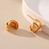 Small Semicircle Smooth Cross Design 18k Gold Plated Stud Earrings For Women