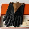 Used HERMES leather gloves, bicolor, black, brown