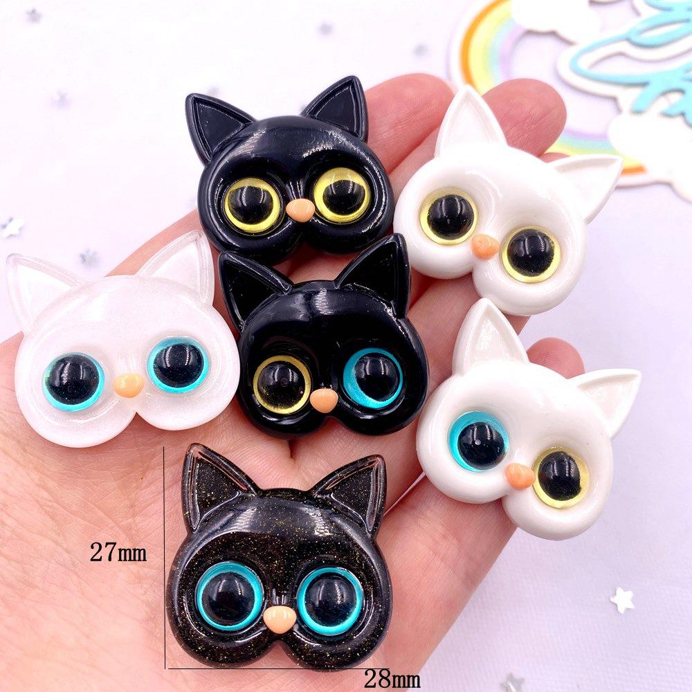 Resin Glitter Colorful Kawaii Big Face Cat Flatback Rhinestone Figurine Christma Decor  Accessorie DIY Hair Bow Scrapbook Crafts