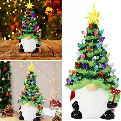2025 New Christmas Tree Battery Luminous Resin Christmas Tree Lamp Ornament Christmas Cute Desktop Decorations