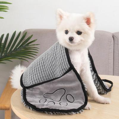 Saugfähiges Chenille-Hundetuch Schnelltrocknendes Mikrofaser-Haustiertuch mit Handtaschen Maschinenwaschbares Hunde-Trockentuch für Bad Strand Dusche