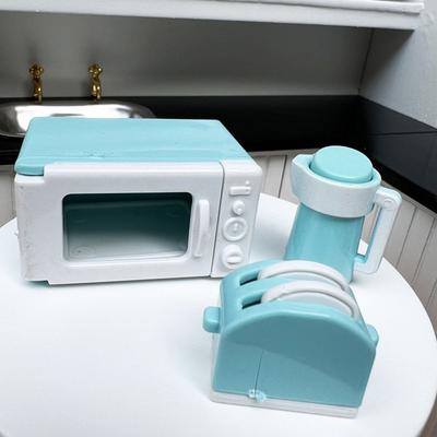 Puppenhausmöbel Spielzeug Geschirr Szene Modell Mini-Kessel Puppenhaus Mikrowellenherd Miniatur Brotbackautomat