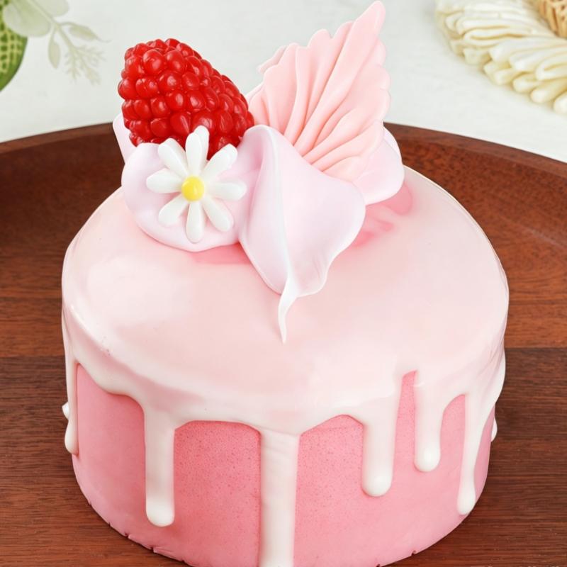 Pink Fruit Cream Simulation Mini Cake Slow Rising Squishy Toy Dessert Stress Relief Squeeze Fidget Toy