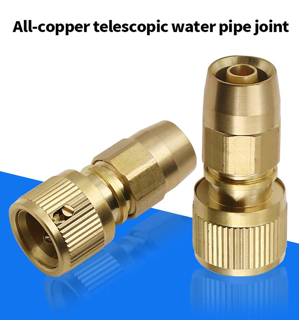 2pcs Brass Quick Connectors Water Hose Quick Connect Fittings for Expandable Garden Hose & Water Hose Repair Adaptor