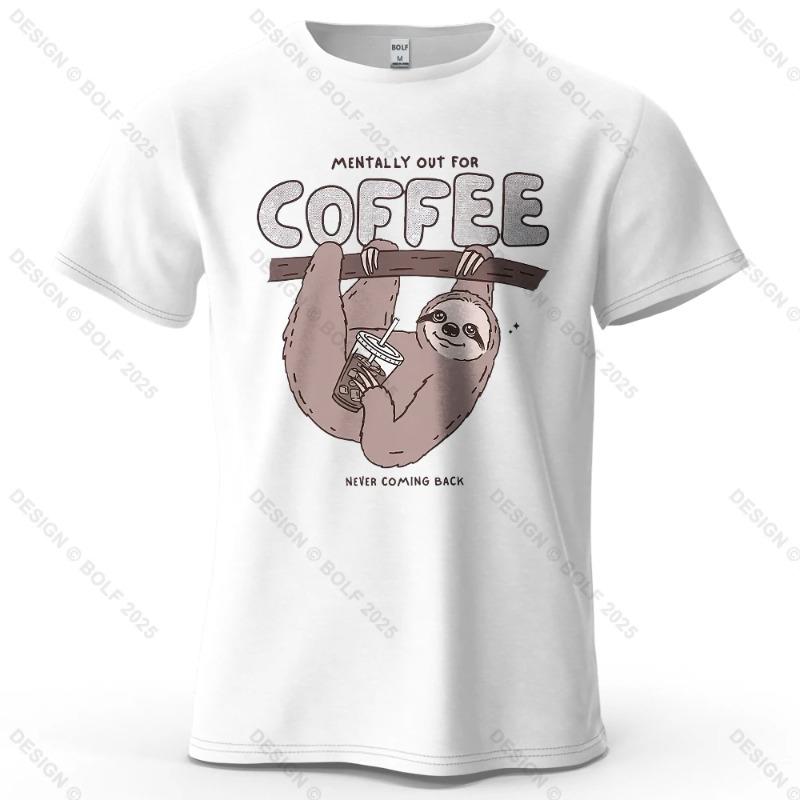 

Sloth Coffee Vibe Cute Printed Mens High Street TShirt 100 Cotton Oversized Relaxed Graphic Tees Hip Hop Casual Streetwear S