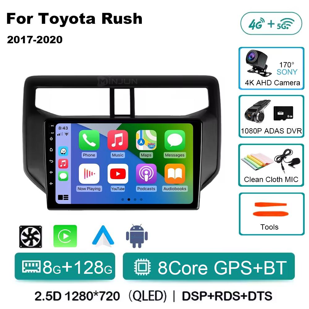 Android14 Car Radio For Toyota Rush Daihatsu Terios 2017 2018 2019 2020 Carplay Auto Player GPS Stereo WIFI+4G 360 Camera BT DSP