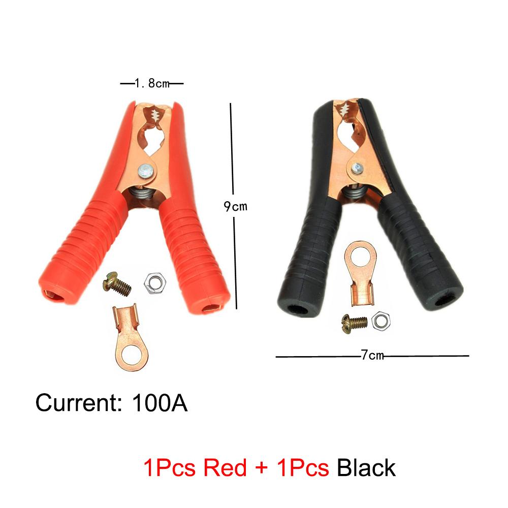 

Гаряче мідне покриття, все включено, чорні та червоні весняні автомобільні крокодилові затискачі 100 A, маленький кабель, акумулятор, затискачі типу крокодил