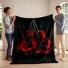 Red Boxing Gloves Hanging On Hooks Flannel Blanket for Bedroom, Living Room, Sofa, and Nap Sofas