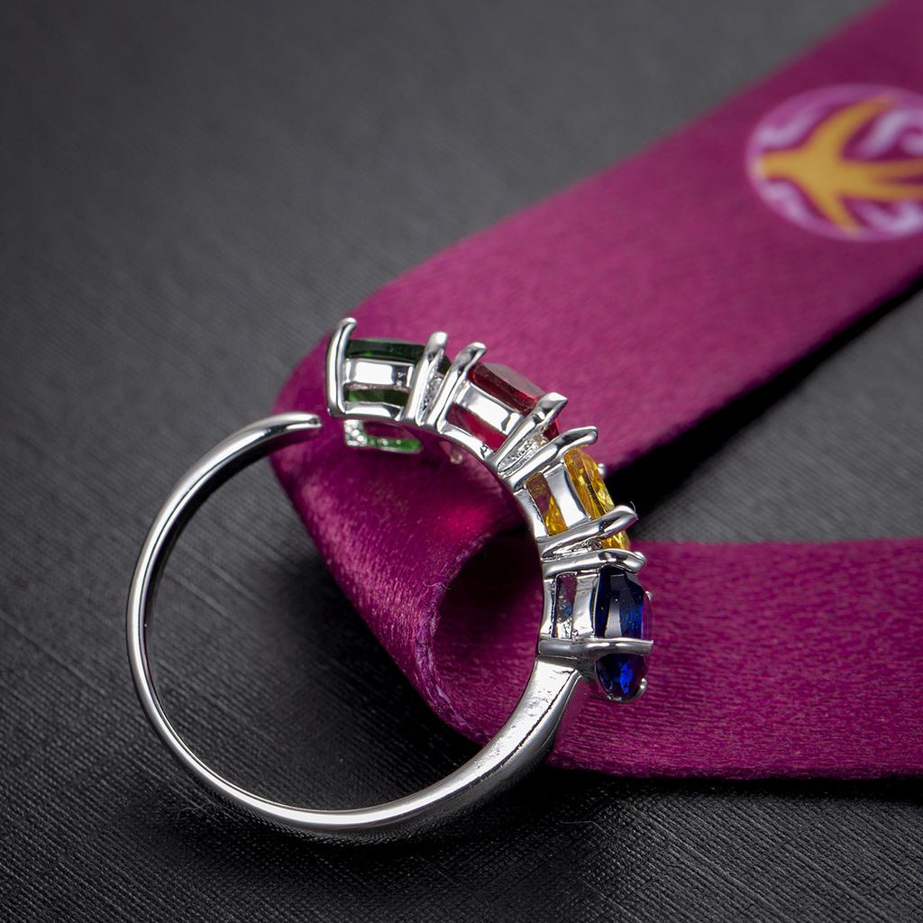 SODROV Pierścionek Biżuteria Kolorowe Kryształowe Cyrkonowe Pierścionki dla Kobiet Zaręczynowy Ślub Otwarty Rozmiar Pierścionki Damskie