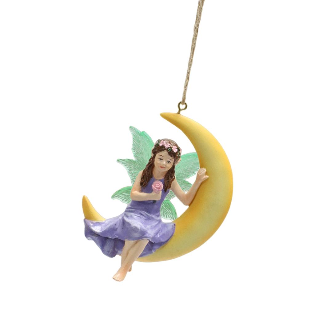 Artistic Moon Resin Fairy Figurines Moon Swing Statues for Garden and Indoor Sculpture Decoration