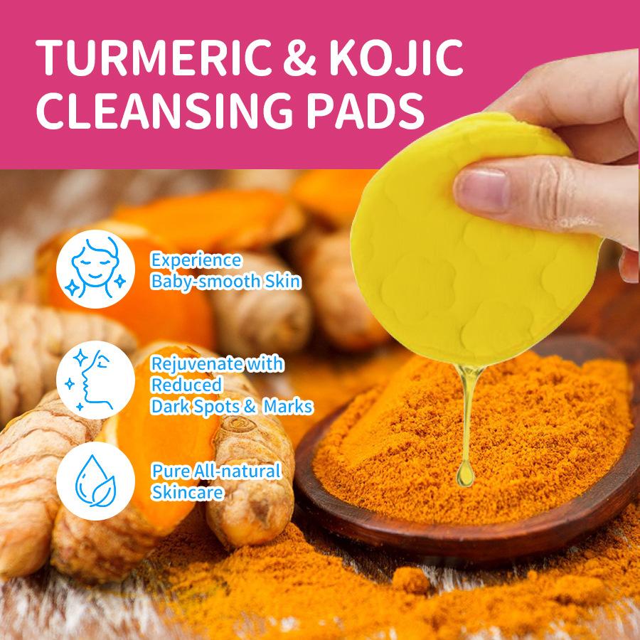 Turmeric Kojic Acid Cleansing Pad Facial Care Deep Cleansing Exfoliating Moisturizing Brightening