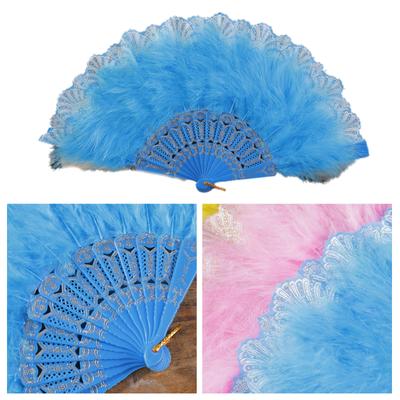 Elegant Lace Feathered Fan for Women 1920s Vintage Styles Flapper Folding Handheld Hand Fan for Cosplay Parties Event