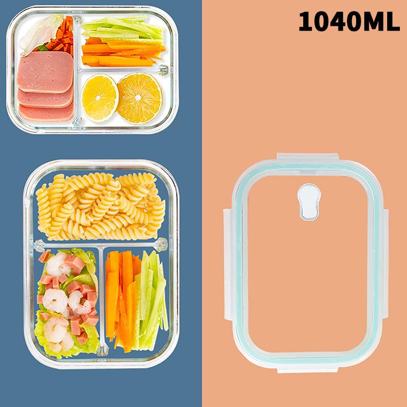 1/2/3 Fack Förtjockad Läckagesäker Mikrovågsugnssäker Matlåda Hög Borosilikatglas Bento-låda Med Lock Lufttäta Matlådor