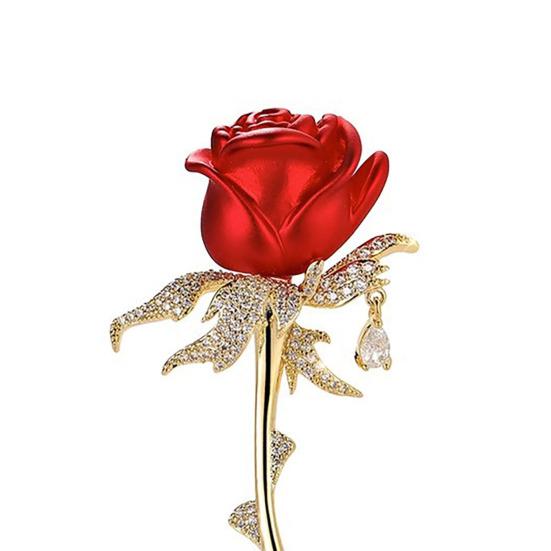 Rose Brooch 3D Design Multi-Functional Lapel Pin Safety Pin for Suits Shirts Bags Scarves Durable Alloy Romantic Red Rose Gift