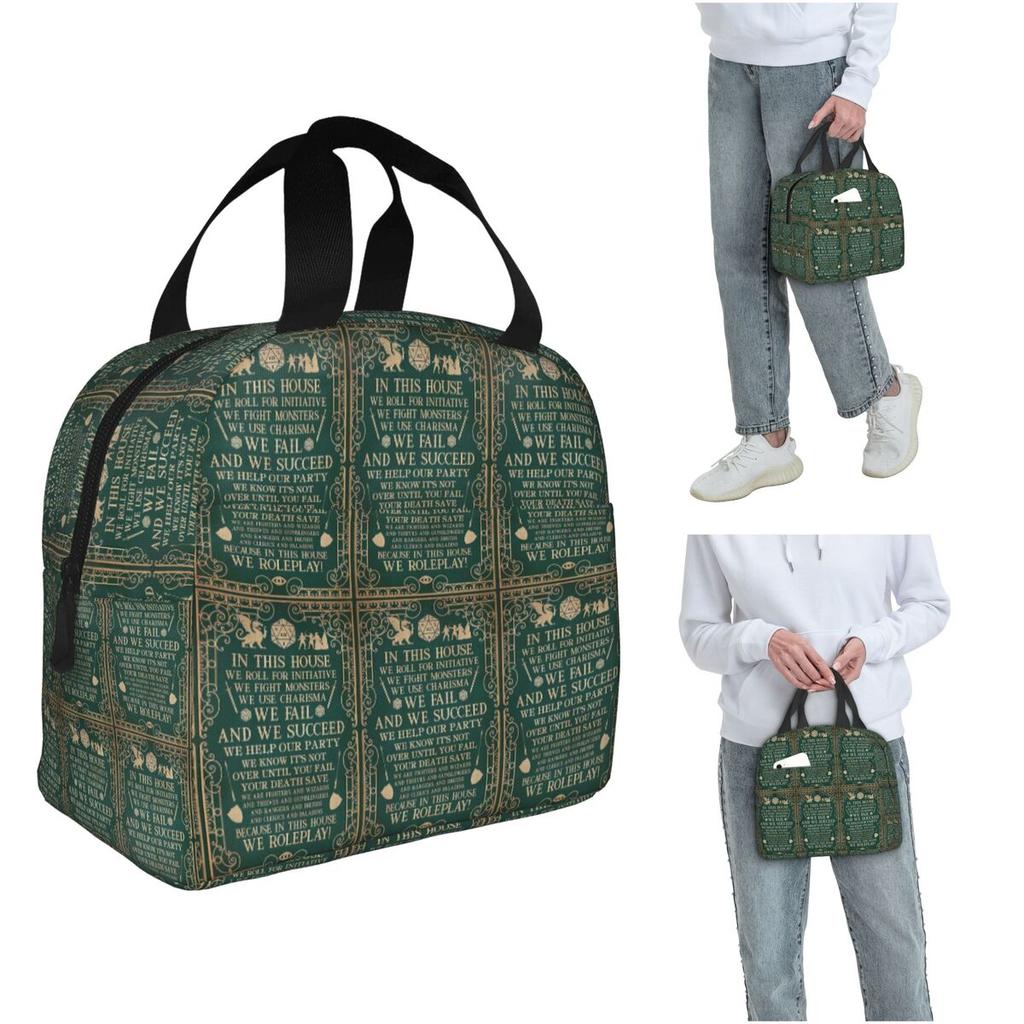 Dnd Game In This House We Roll For Initiative We Roleplay Insulated Lunch Bag for Women Kids Food Boxes Thermal Lunch Box Tote