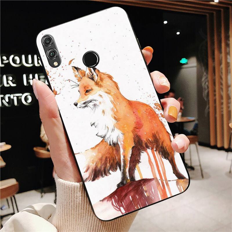 YNDFCNB Tier Hund Katze Fuchs Pfau Aquarell Malerei Handyhülle Für Huawei Honor 8X 8A 9 10 20 Lite 30Pro 7C 7A 10i 20i