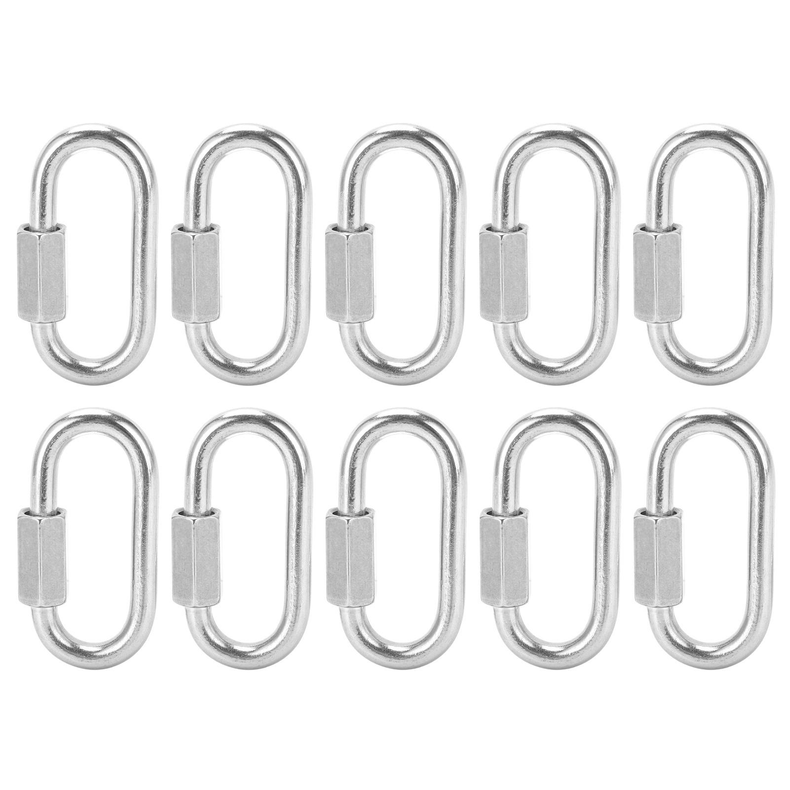 

10Pcs Quick Link Connector Chain Locking Threaded Carabiner for Hammock Camping Trailer M5 серебряный