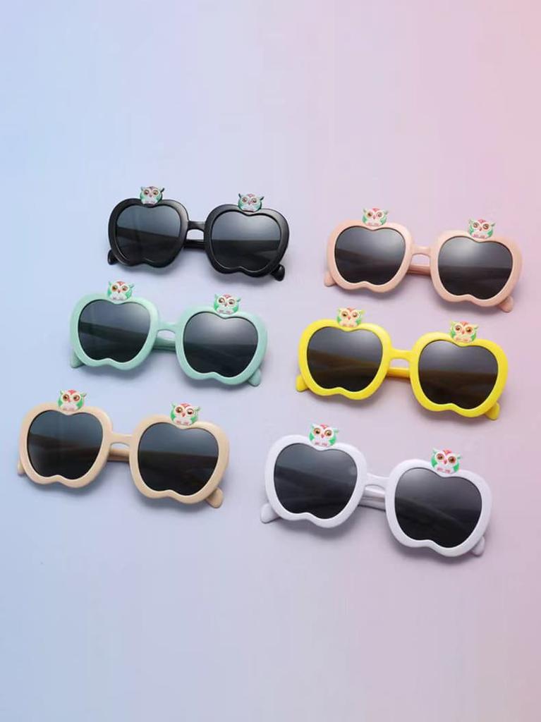 Kids Apple-shaped Sunglasses Adorable Owl Design UV Protection for Boys & Girls Cute Funny Sun Glasses KJ023