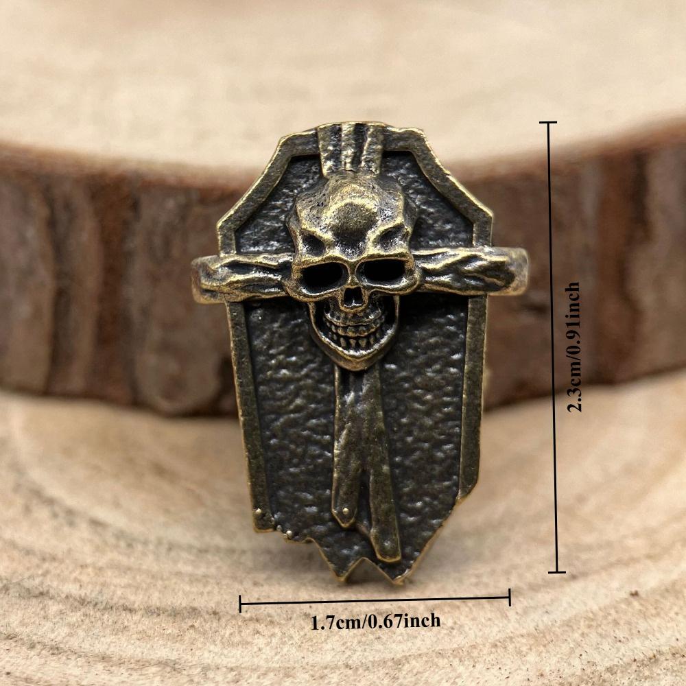 1/2Pcs Skull Cross Shield Brass Knife Beads EDC DIY Woven Bracelets Lanyard Pendants Accessories Outdoor Tool Hangings Decors.