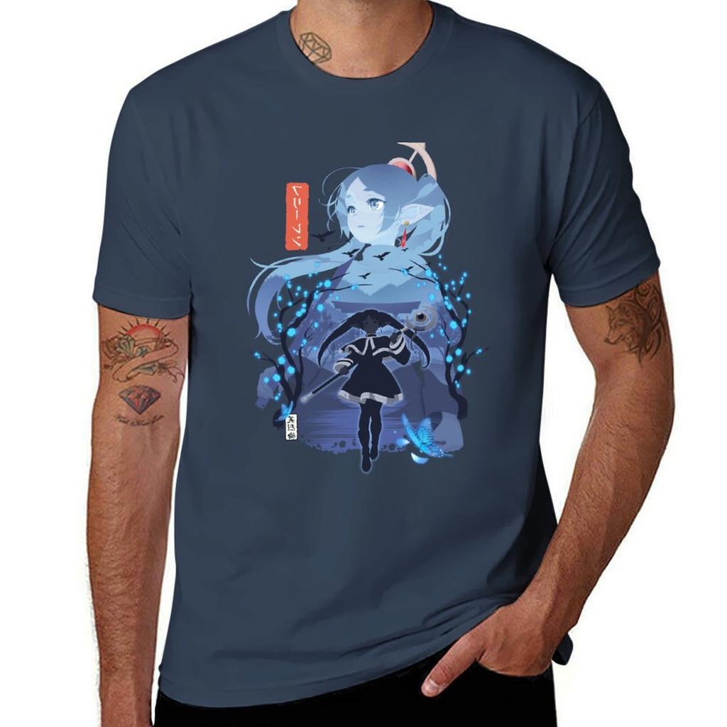 Frieren Silhouette Journeys End Tshirt Plus Size Street Style Tee Tshirt