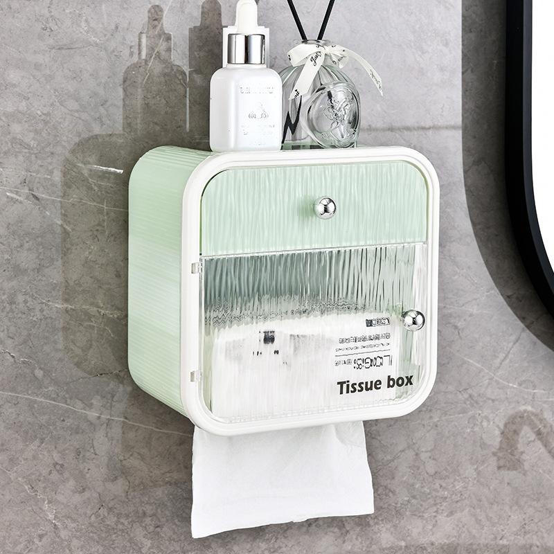 Non Perforated Wall Mounted Tissue Holder Household Toilet Paper Box Bathroom Waterproof Storage Rack Accessories for Bathroom