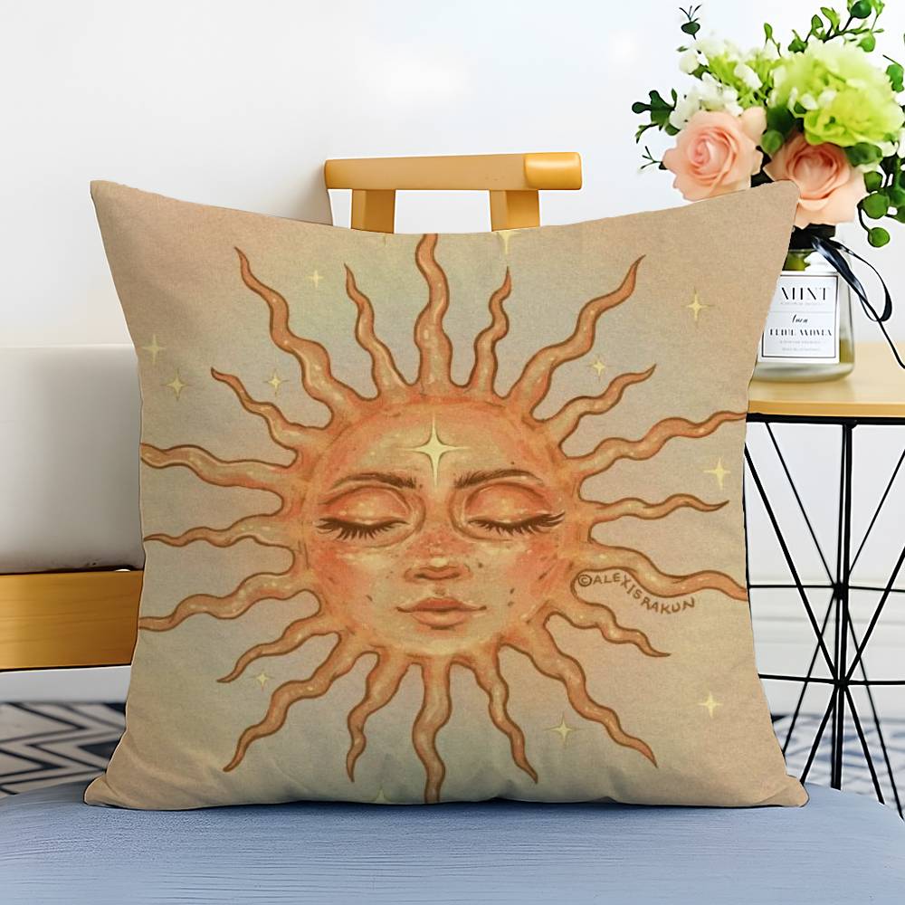 Portia Sun Moon Pattern Pillow Case Printed Brushed Fleece Pillow Baby Skin-Touch Eco-Friendly Dye-Sublimat