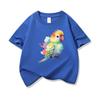Bright Watercolor Rainbow Parrot Graphic Tee Kids Pure Cotton Crew Neck Print T Shirt Short Sleeve Muticolor Tops Boys Girls