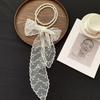 Pearl Necklace Spring and Summer Versatile Polka Dot Lace Silk Scarf High-end Bag Strap Multi-purpose Belt Headscarf