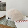 Women's Autumn and Winter Versatile Plush Beret with Big Head and Small White Hat Showing Off Their Face