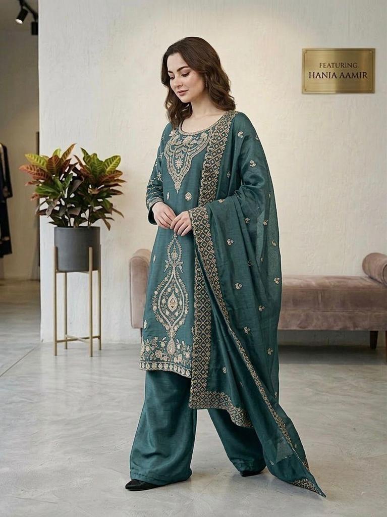 Indian Bollywood Salwar Kameez Palazzo Dupatta Set Women Designer Ethnic Fancy Silk Salwar Suit