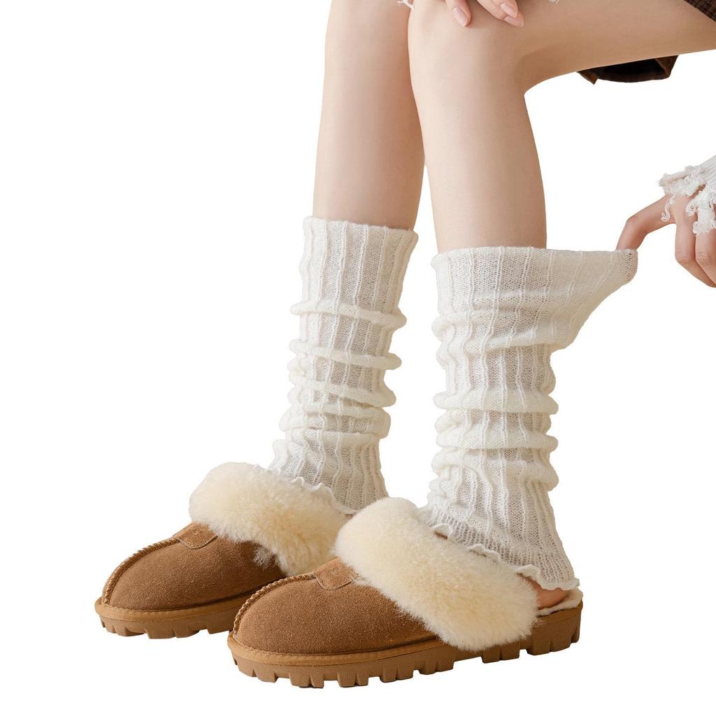 Damen Dunkelgraue Strick-Beinstulpen - Vielseitige Scrunch-Socken für Herbst & Winter