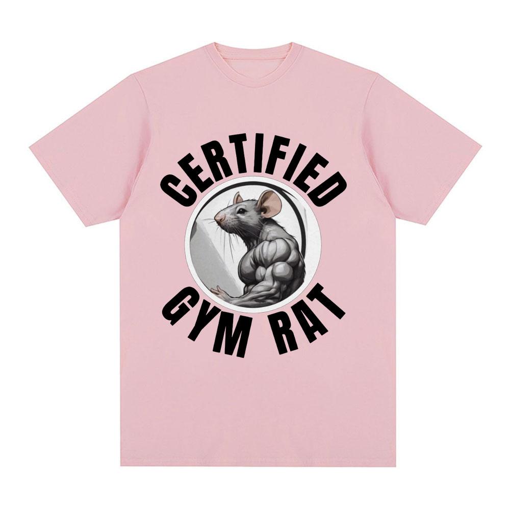 Certified Gym Rat Tshirt Pump Cover Fitness Mouse Unisexs Clothing Graphic Tshirts Unisex Cotton Oversized Short Sleeve Tee Shirts
