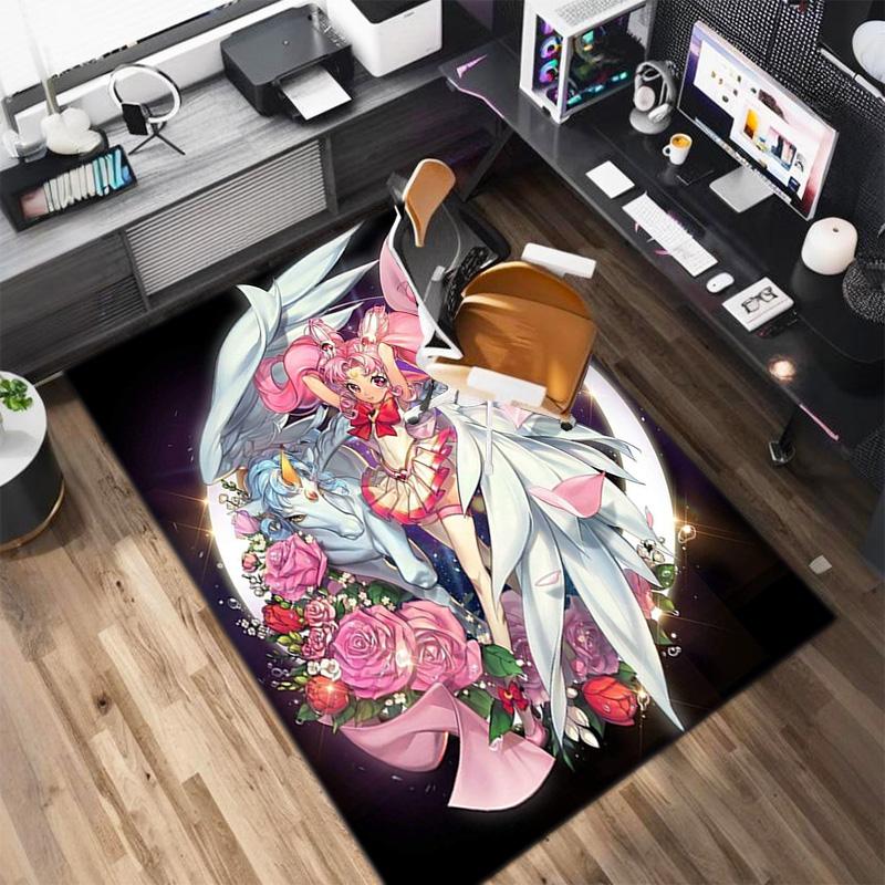 Cute Cartoon Theme Sailor Moon Tsukino Usagi Cartoon Rug Multifunctional Household Anti-slip Decorative Door Mat, Outdoor Floor Mat, and Carpet Y8