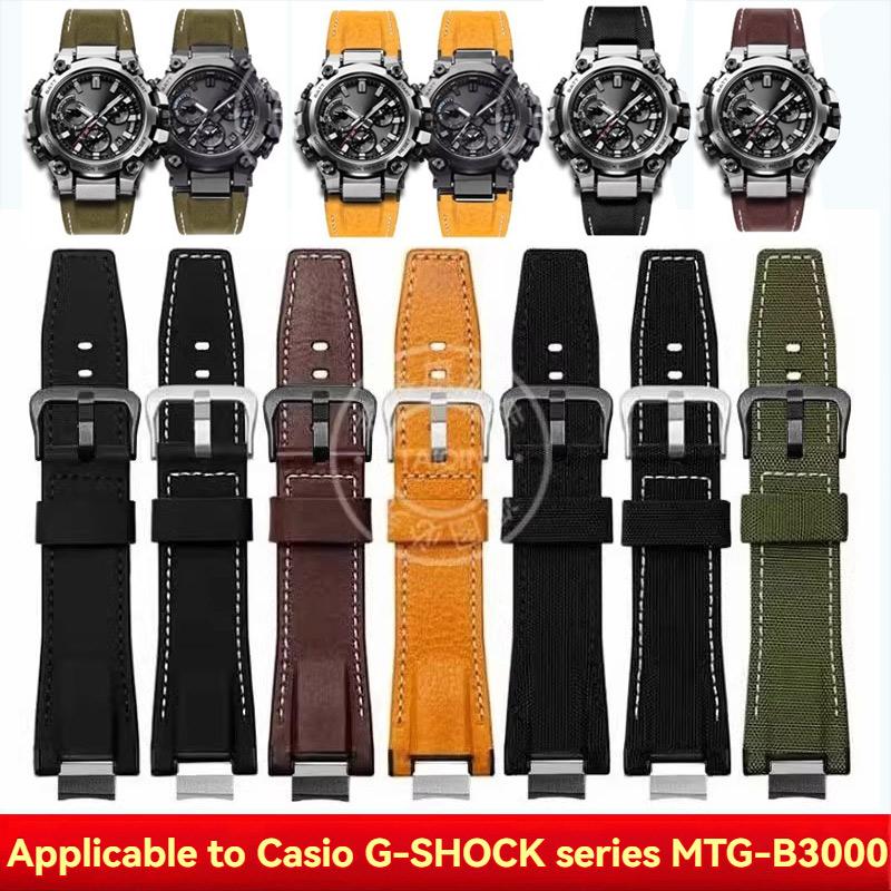 Modified Quick Release Leather Belt Nylon Strap For Casio G-SHOCK 5672 MTG-B3000 Italian leather Watchband Bracelet Accessories