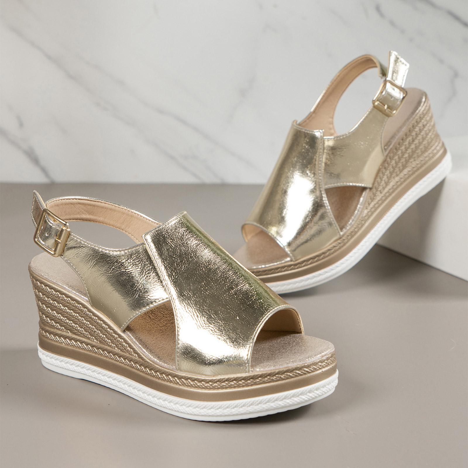 

Sandals Women Summer Orthopedic Shoes Thick Sole Roman Sandals Comfortable Wide Foot Beach Sandals Soft Insole Sandals Casual Summer Shoes 38 золотой