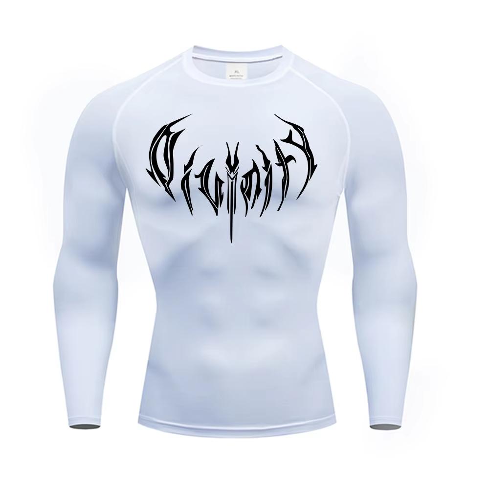 Trendy Y2K Print Compression Shirt Men's Running T-Shirt Gym Sports Quick-Drying Shirt Outdoor Cycling Jogging Training Top 848