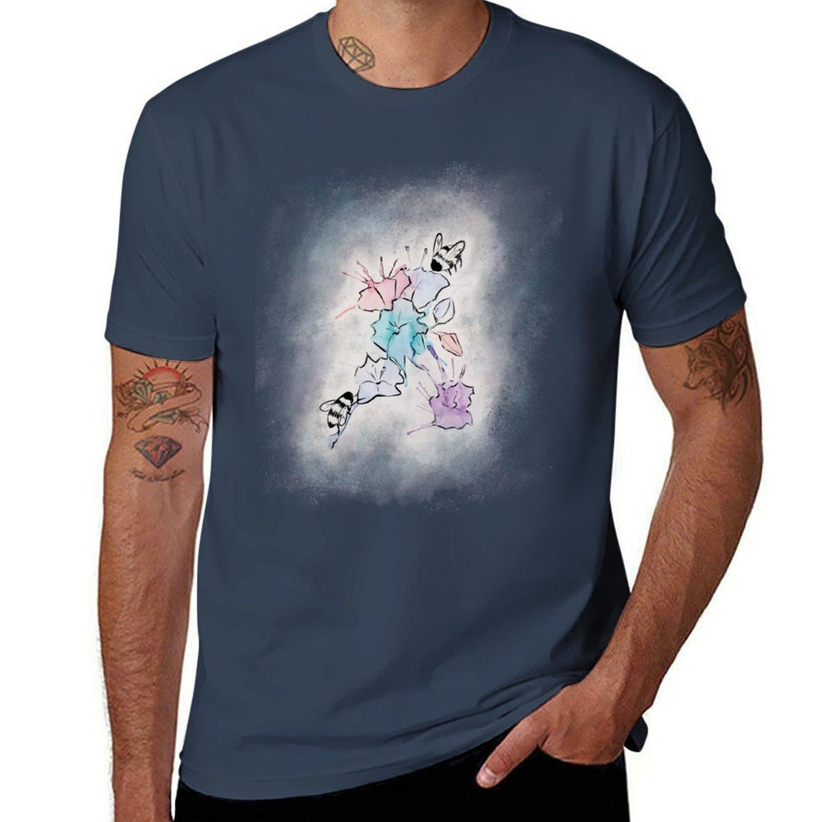 Flowers Bees Tshirt Basic Short Sleeve Tshirt For Unisex S